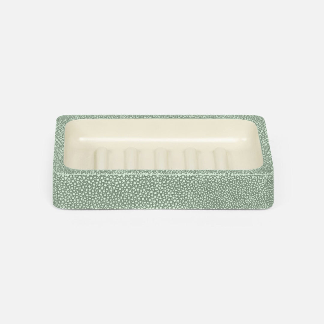 Tenby, Sage, Soap Dish, Rectangular Straight, Realistic Faux Shagreen