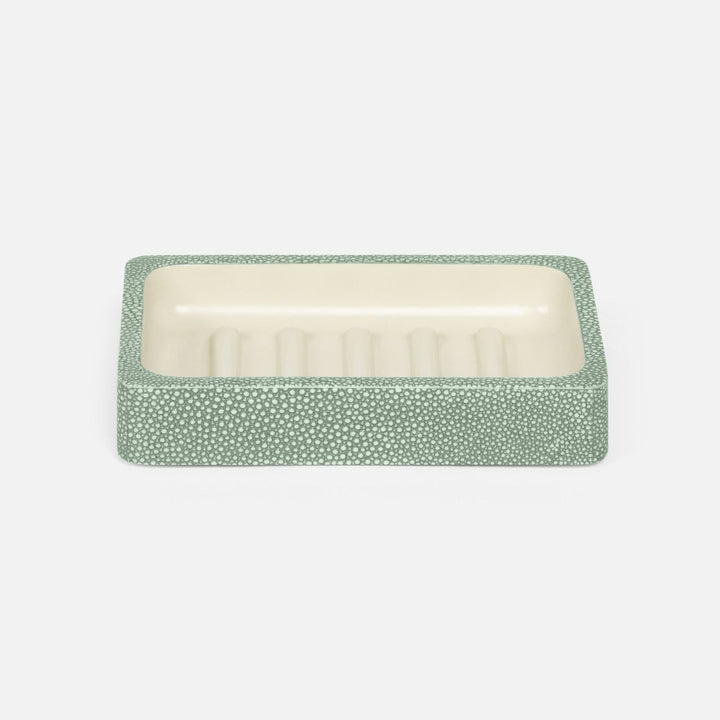 Tenby, Sage, Soap Dish, Rectangular Straight, Realistic Faux Shagreen