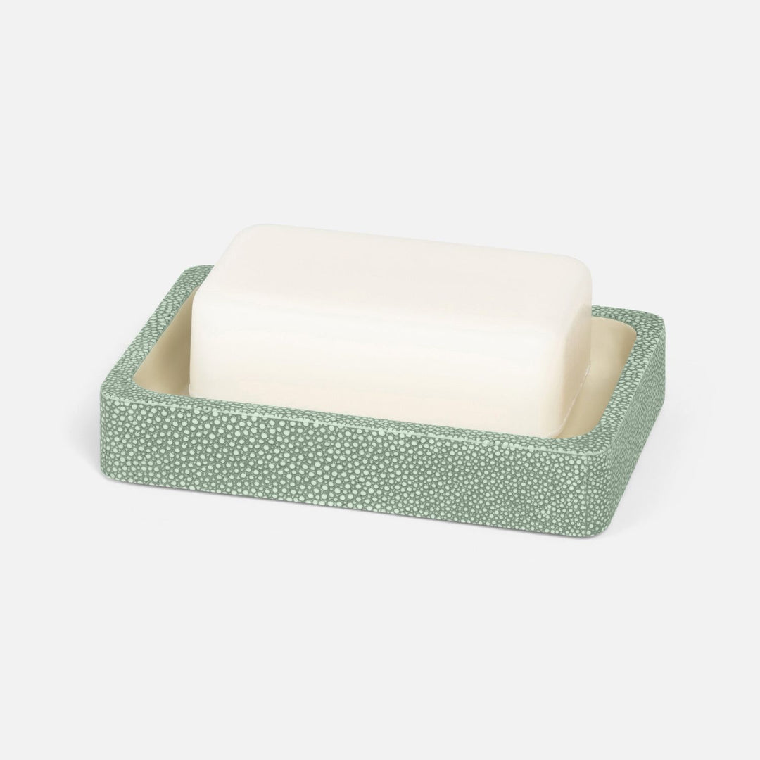 Tenby, Sage, Soap Dish, Rectangular Straight, Realistic Faux Shagreen