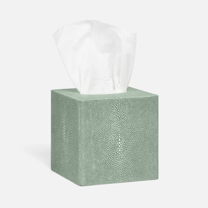 Tenby, Sage, Tissue Box, Square Straight, Realistic Faux Shagreen