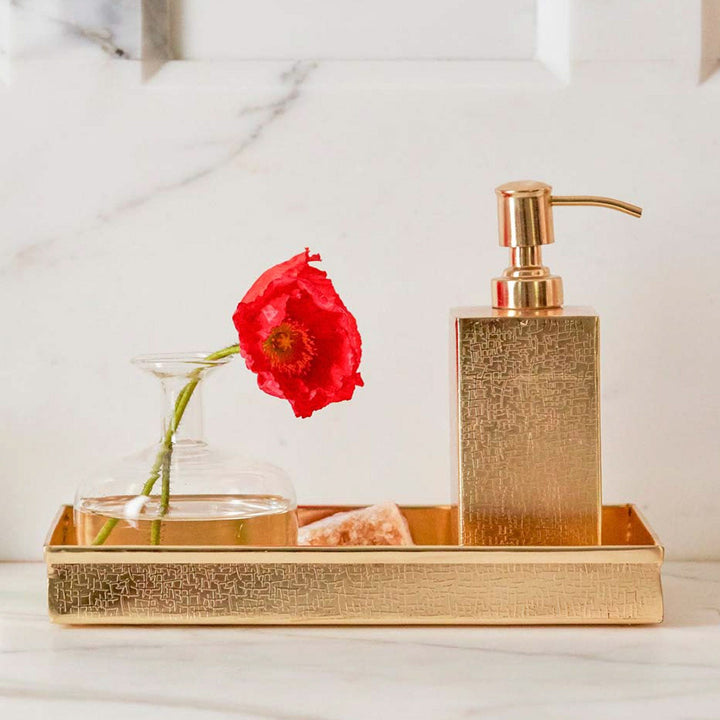 Tiset, Soap Pump, Ss, Gold, Etched Stainless Steel
