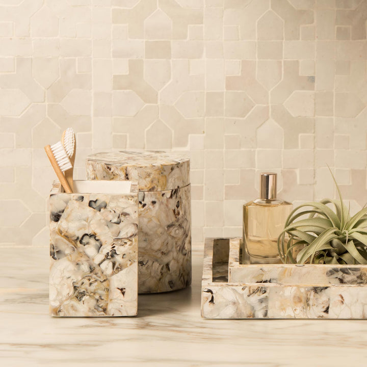 Tramore, Natural Laminated, Canister, Round, Oyster