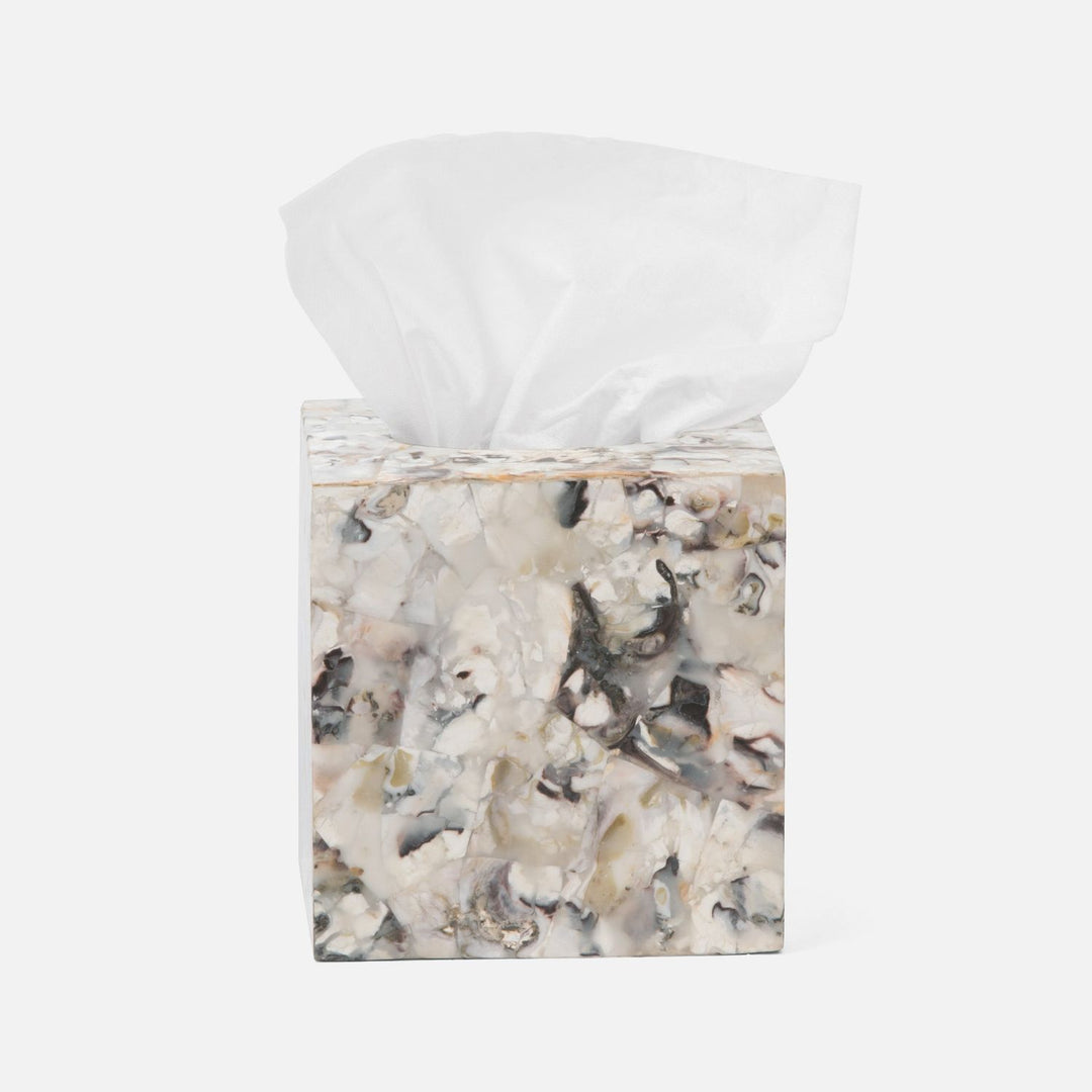 Tramore, Natural Laminated, Tissue Box, Square Straight, Oyster