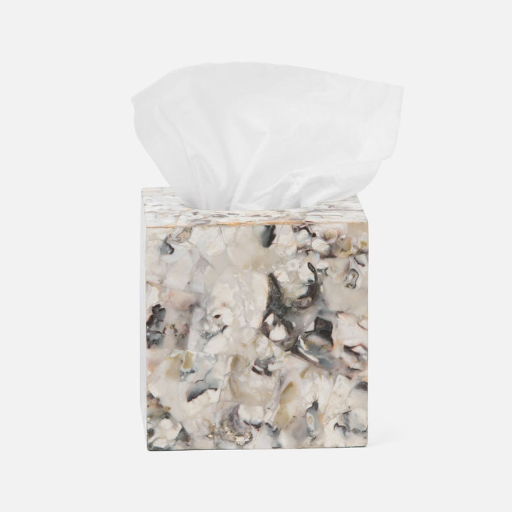 Tramore, Natural Laminated, Tissue Box, Square Straight, Oyster