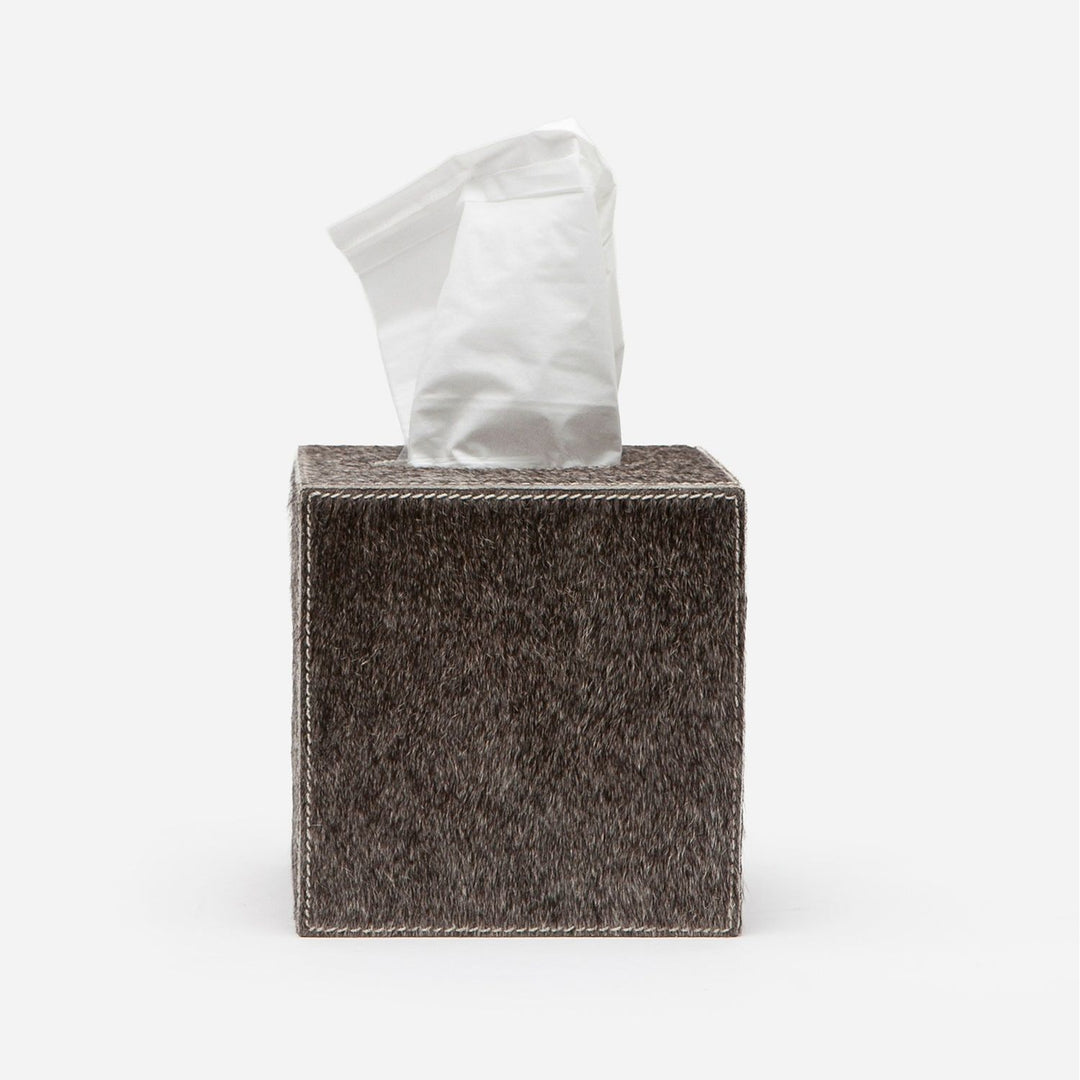 Umbra, Gray, Tissue Box, Square Straight, Hair-On-Hide