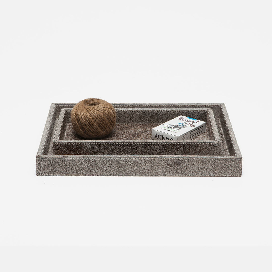 Umbra, Gray, Nested Trays, Rectangular Straight, Hair-On-Hide, S/2