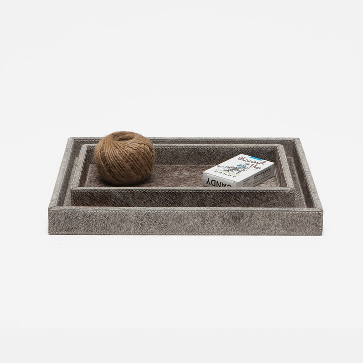 Umbra, Gray, Nested Trays, Rectangular Straight, Hair-On-Hide, S/2