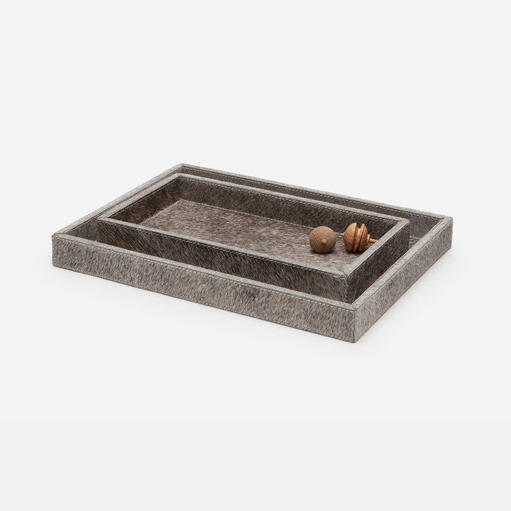 Umbra, Gray, Nested Trays, Rectangular Straight, Hair-On-Hide, S/2