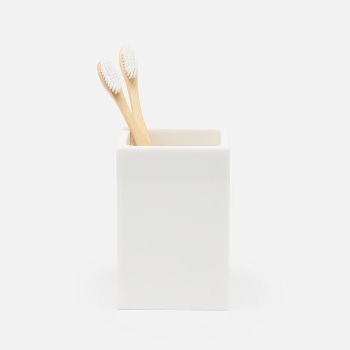 Vail, White Gloss, Brush Holder, Square Straight, Resin