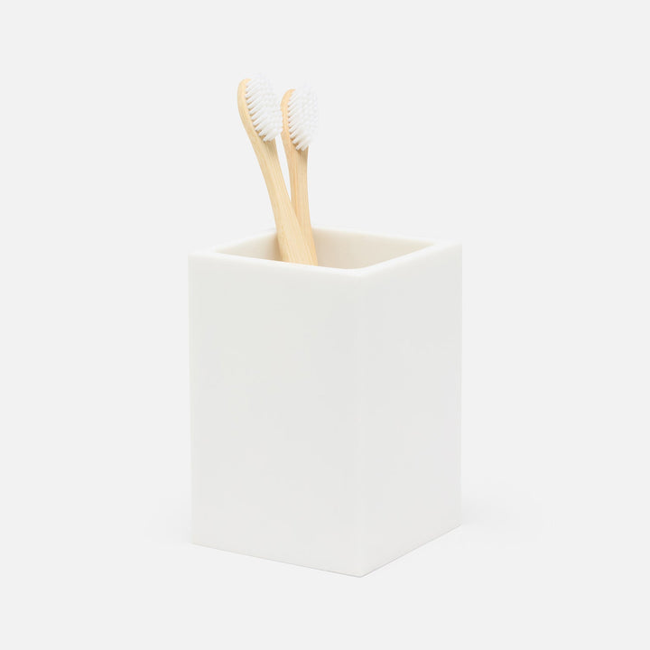 Vail, White Gloss, Brush Holder, Square Straight, Resin