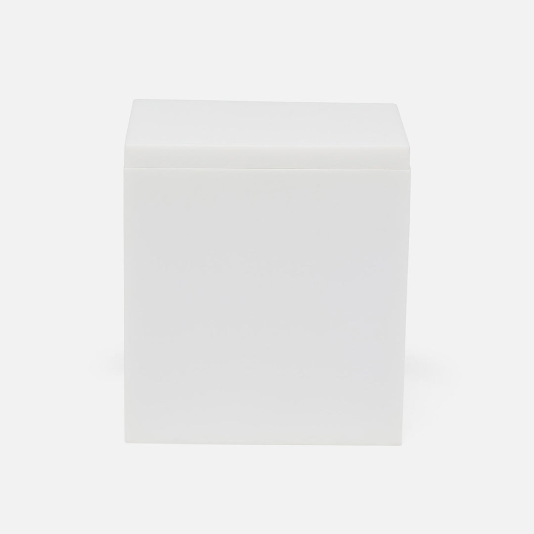 Vail, White Gloss, Canister, Square Straight, Large, Resin