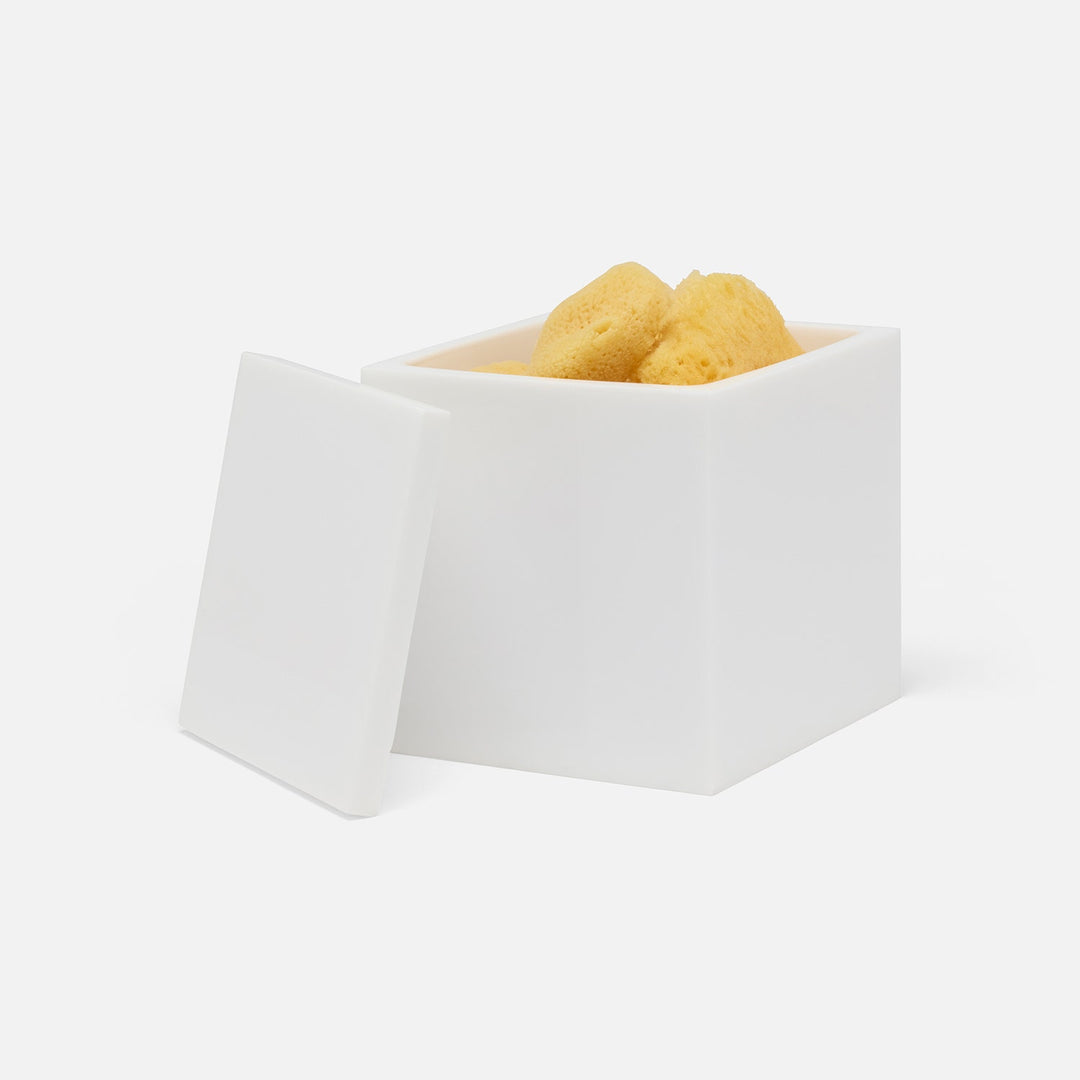 Vail, White Gloss, Canister, Square Straight, Large, Resin