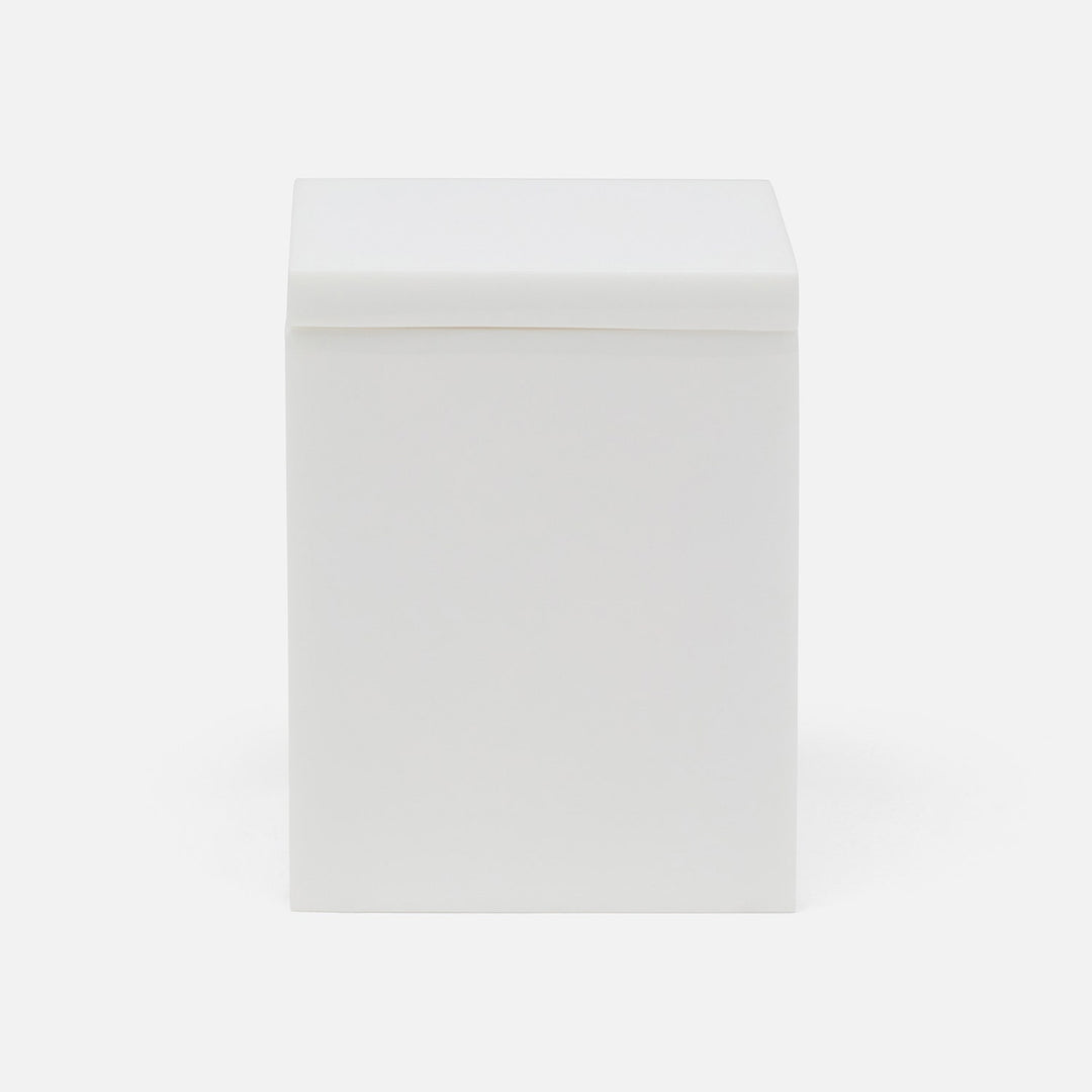 Vail, White Gloss, Canister, Square Straight, Small, Resin