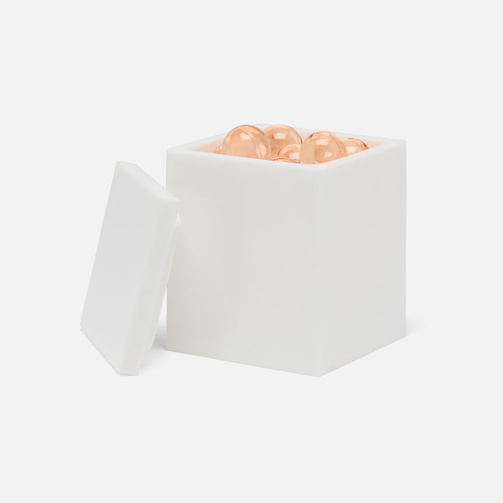 Vail, White Gloss, Canister, Square Straight, Small, Resin