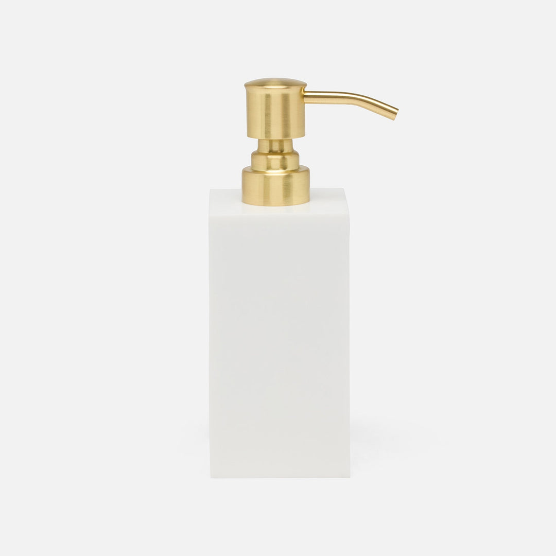 Vail, White Gloss, Soap Pump, Square Straight, Resin