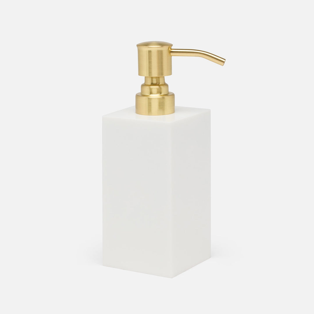 Vail, White Gloss, Soap Pump, Square Straight, Resin