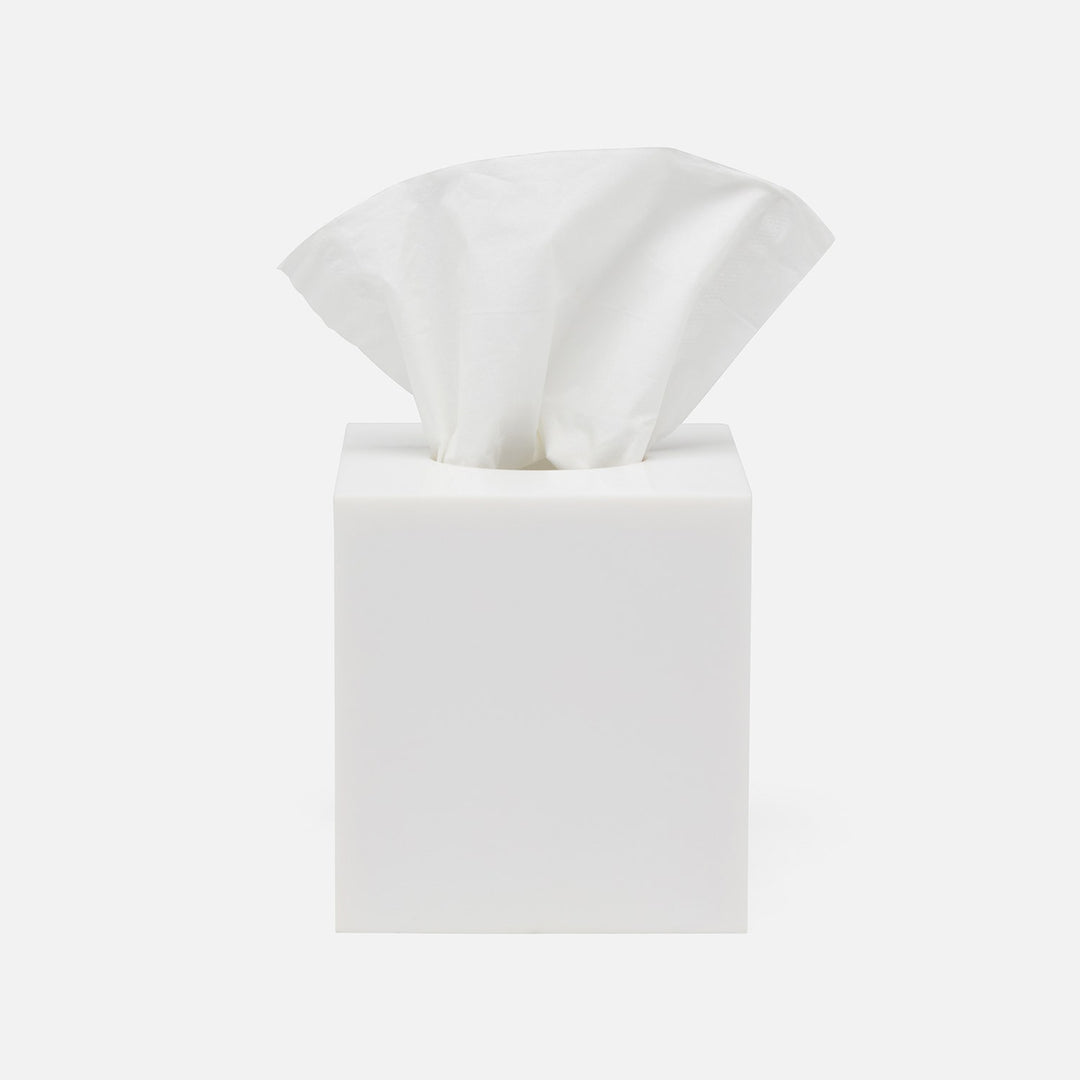 Vail, White Gloss, Tissue Box, Square Straight, Resin