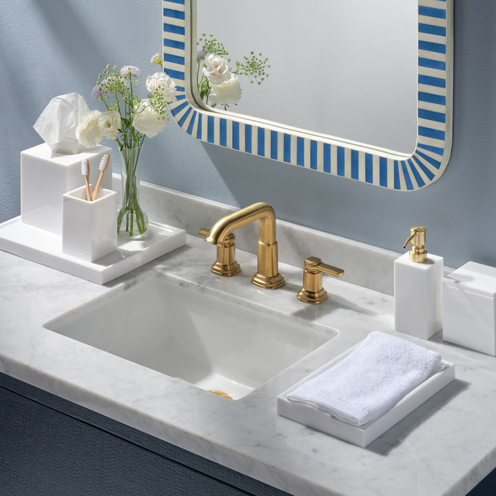Vail, White Gloss, Tissue Box, Square Straight, Resin