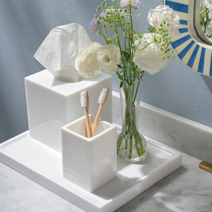 Vail, White Gloss, Nested Trays, Rectangular Straight, Resin, S/2