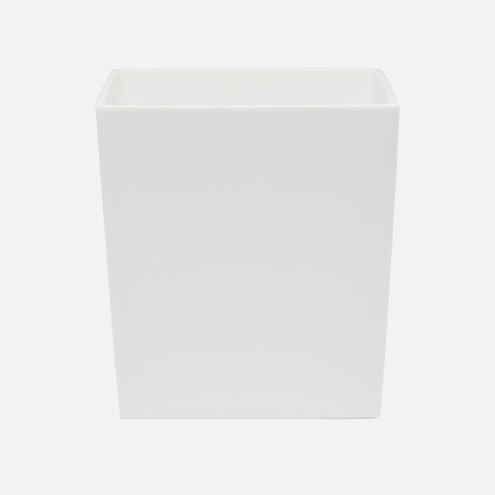 Vail, White Gloss, Wastebasket, Rectangular Tapered, Resin