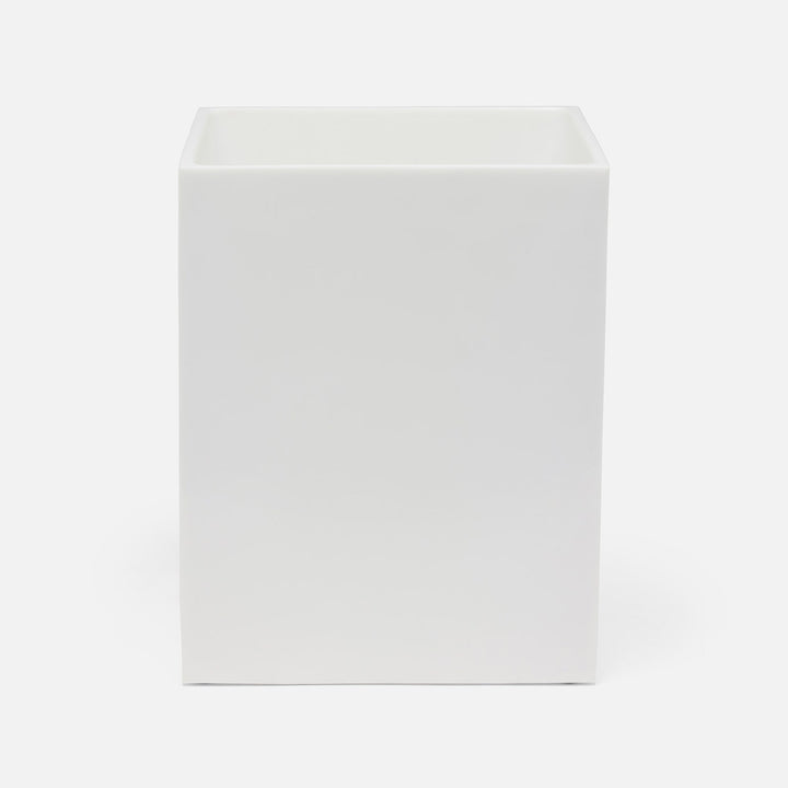 Vail, White Gloss, Wastebasket, Square Straight, Resin