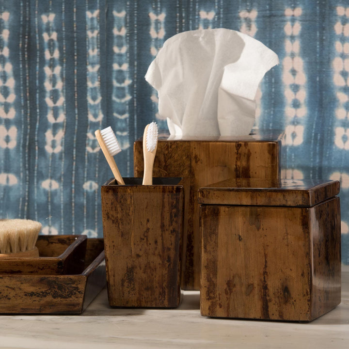 Varadero, Dark Stain, Brush Holder, Straight Tapered, Banana Leaf