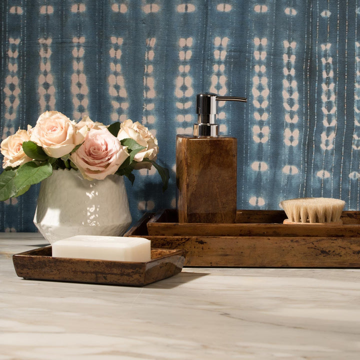 Varadero, Dark Stain, Soap Dish, Rectangular Tapered, Banana Leaf