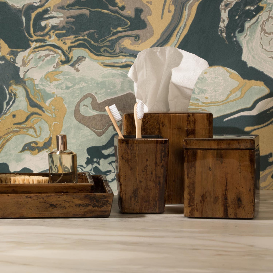 Varadero, Dark Stain, Tissue Box, Square Straight, Banana Leaf