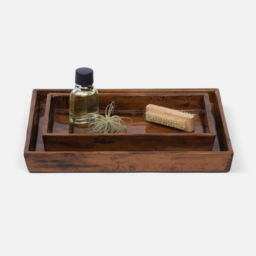 Varadero, Dark Stain, Nested Trays, Banana Leaf, S/2