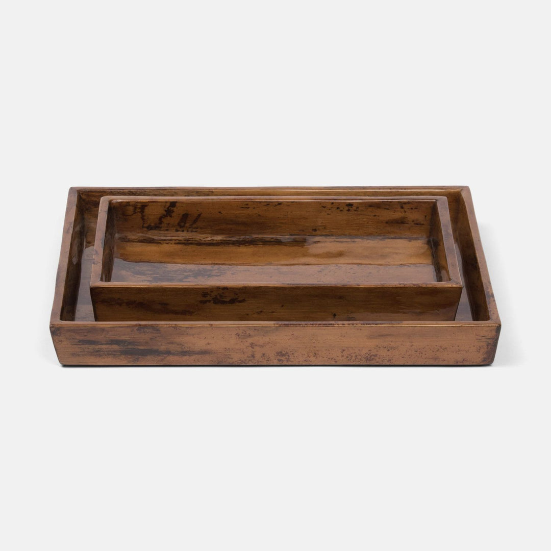 Varadero, Dark Stain, Nested Trays, Banana Leaf, S/2