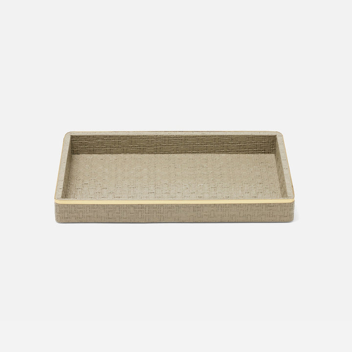 Veria, Desert Taupe/Gold, Tray, Rectangular Straight, Large, Realistic Faux Rattan/Brass