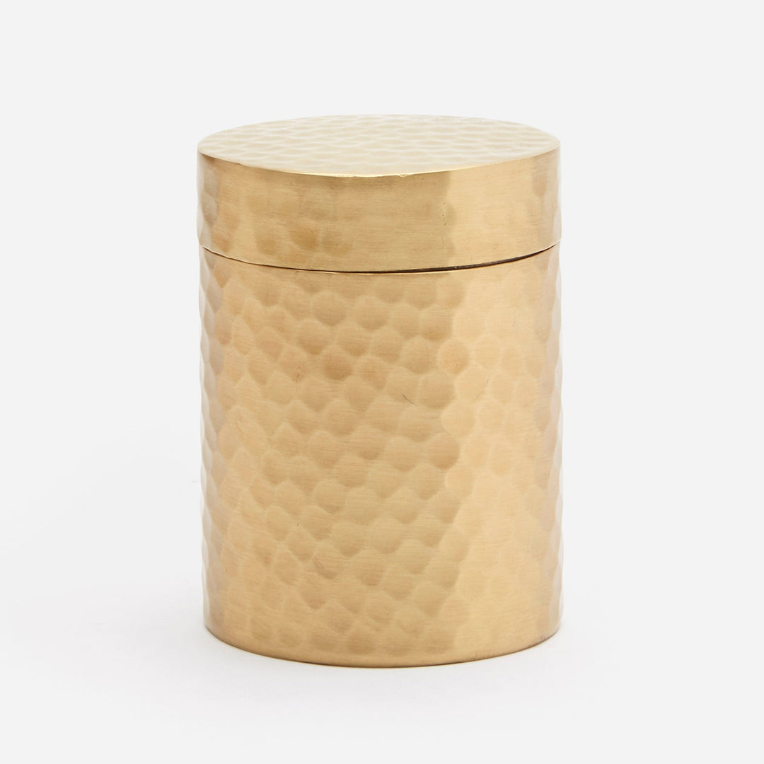 Verum, Antique Brass, Canister, Small, Round, Hammered Metal