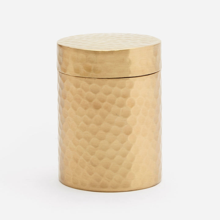 Verum, Antique Brass, Canister, Small, Round, Hammered Metal