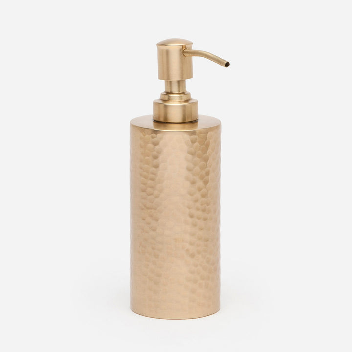 Verum, Antique Brass, Soap Pump, Round Straight, Hammered Metal