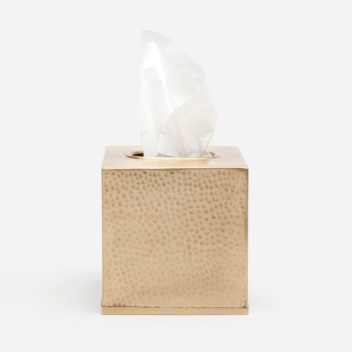 Verum, Antique Brass, Tissue Box, Square Straight, Hammered Metal