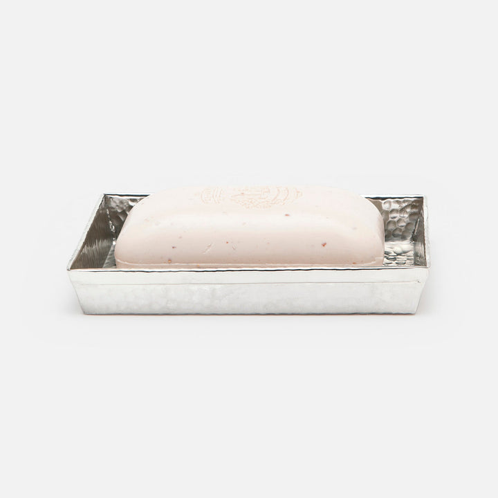 Verum, Shiny Nickel, Soap Dish, Rectangular Tapered, Hammered Metal