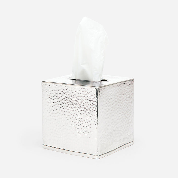 Verum, Shiny Nickel, Tissue Box, Square Straight, Hammered Metal