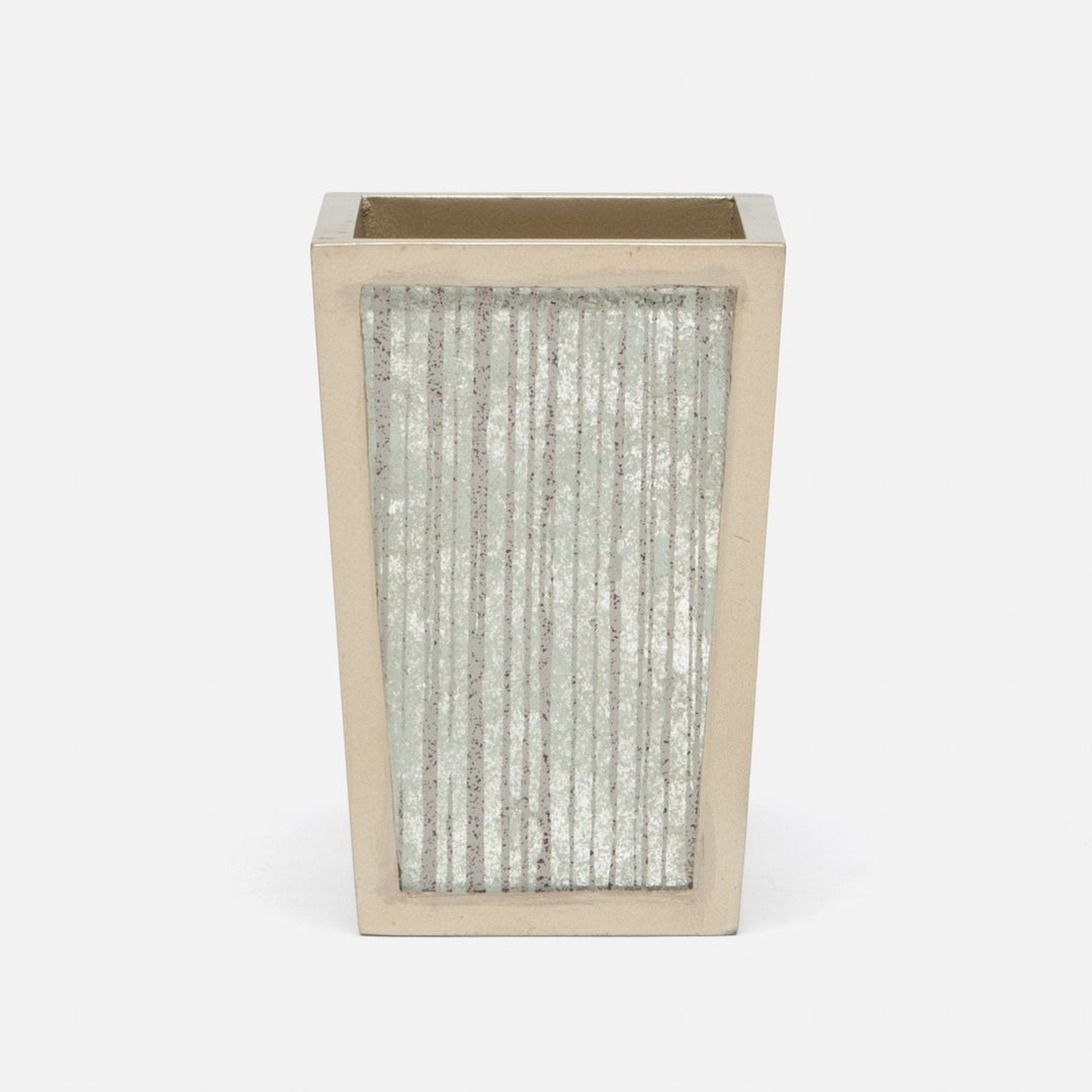 Waterford, Gray Strips, Brush Holder, Square Tapered, Painted Mirror