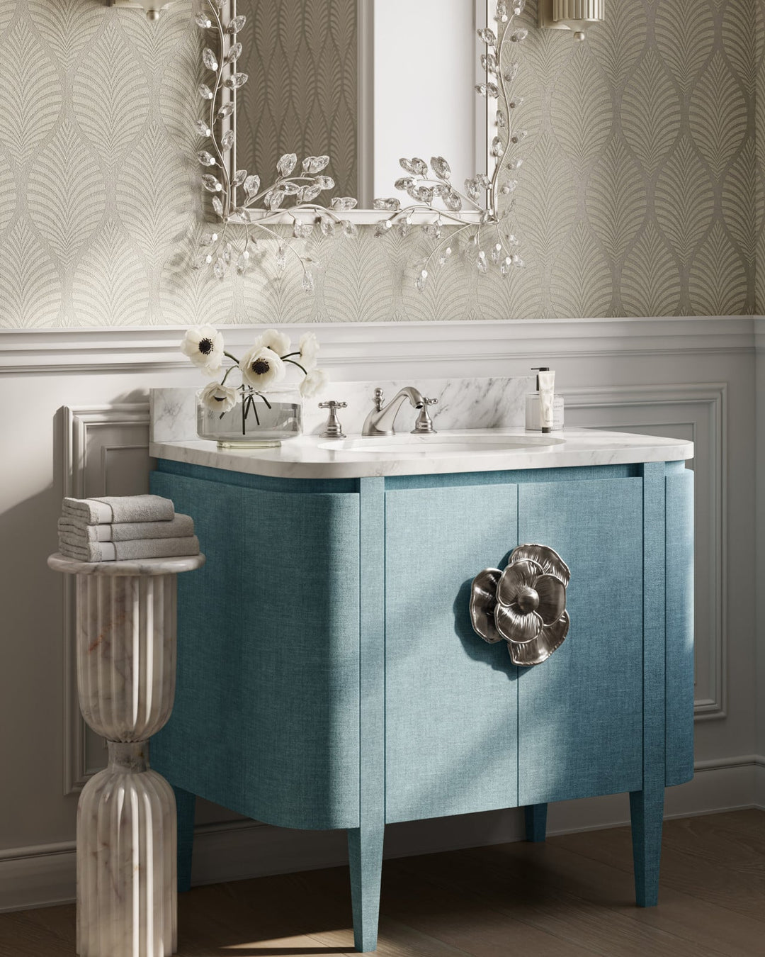 Wall Mirrors Forget-Me-Not Silver Rectangular Mirror