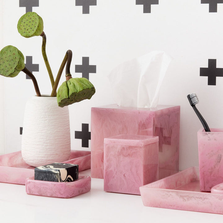 Abiko, Cherry Blossom, Tissue Box, Square Straight, Cast Resin