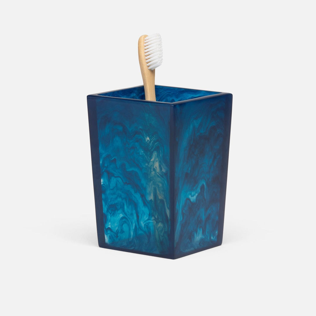 Abiko, Cobalt, Brush Holder, Square Tapered, Cast Resin