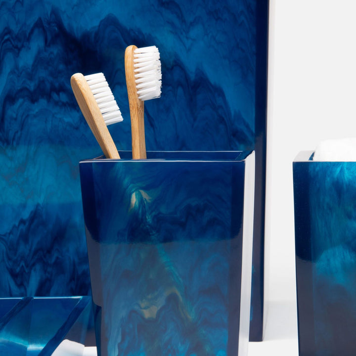 Abiko, Cobalt, Brush Holder, Square Tapered, Cast Resin