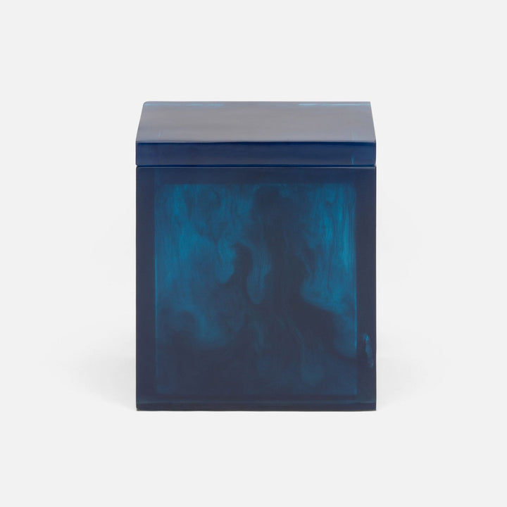 Abiko, Cobalt, Canister, Large, Square Straight, Cast Resin
