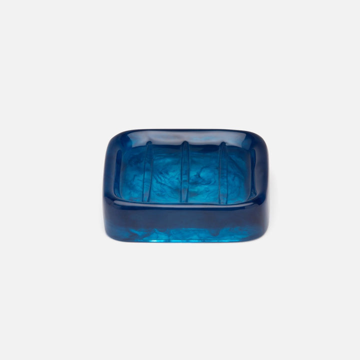 Abiko, Cobalt, Soap Dish W/ Rounded Edges, Square, Cast Resin