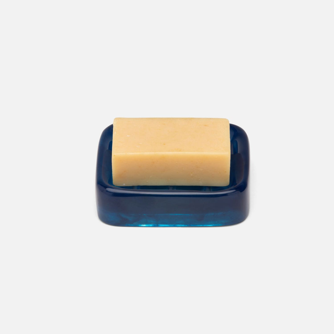 Abiko, Cobalt, Soap Dish W/ Rounded Edges, Square, Cast Resin