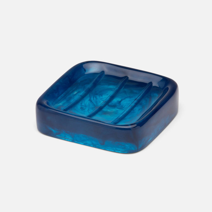 Abiko, Cobalt, Soap Dish W/ Rounded Edges, Square, Cast Resin