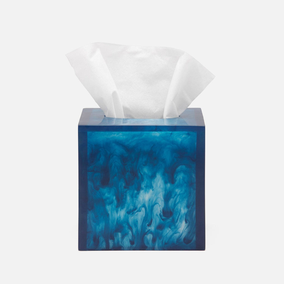 Abiko, Cobalt, Tissue Box, Square Straight, Cast Resin