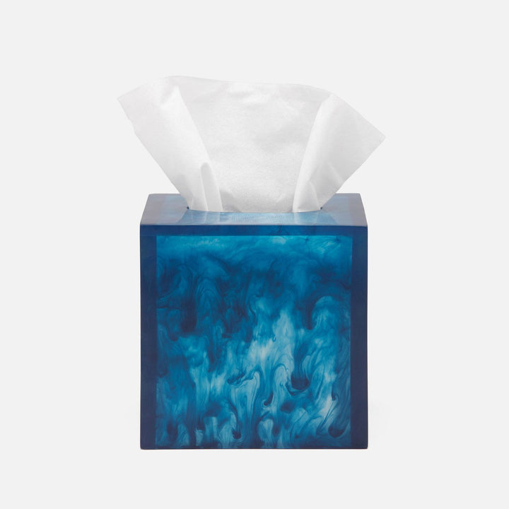Abiko, Cobalt, Tissue Box, Square Straight, Cast Resin