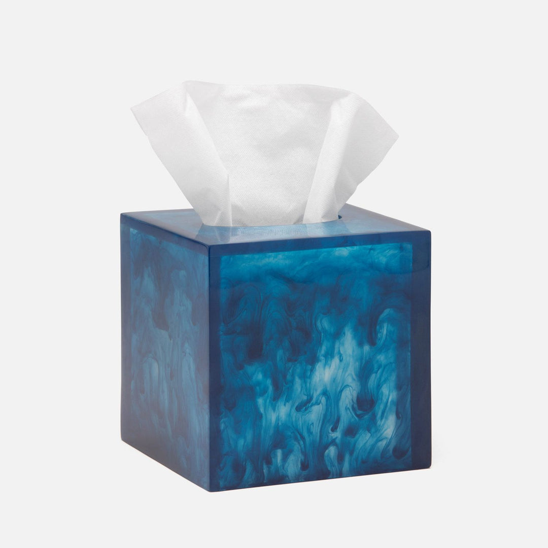 Abiko, Cobalt, Tissue Box, Square Straight, Cast Resin