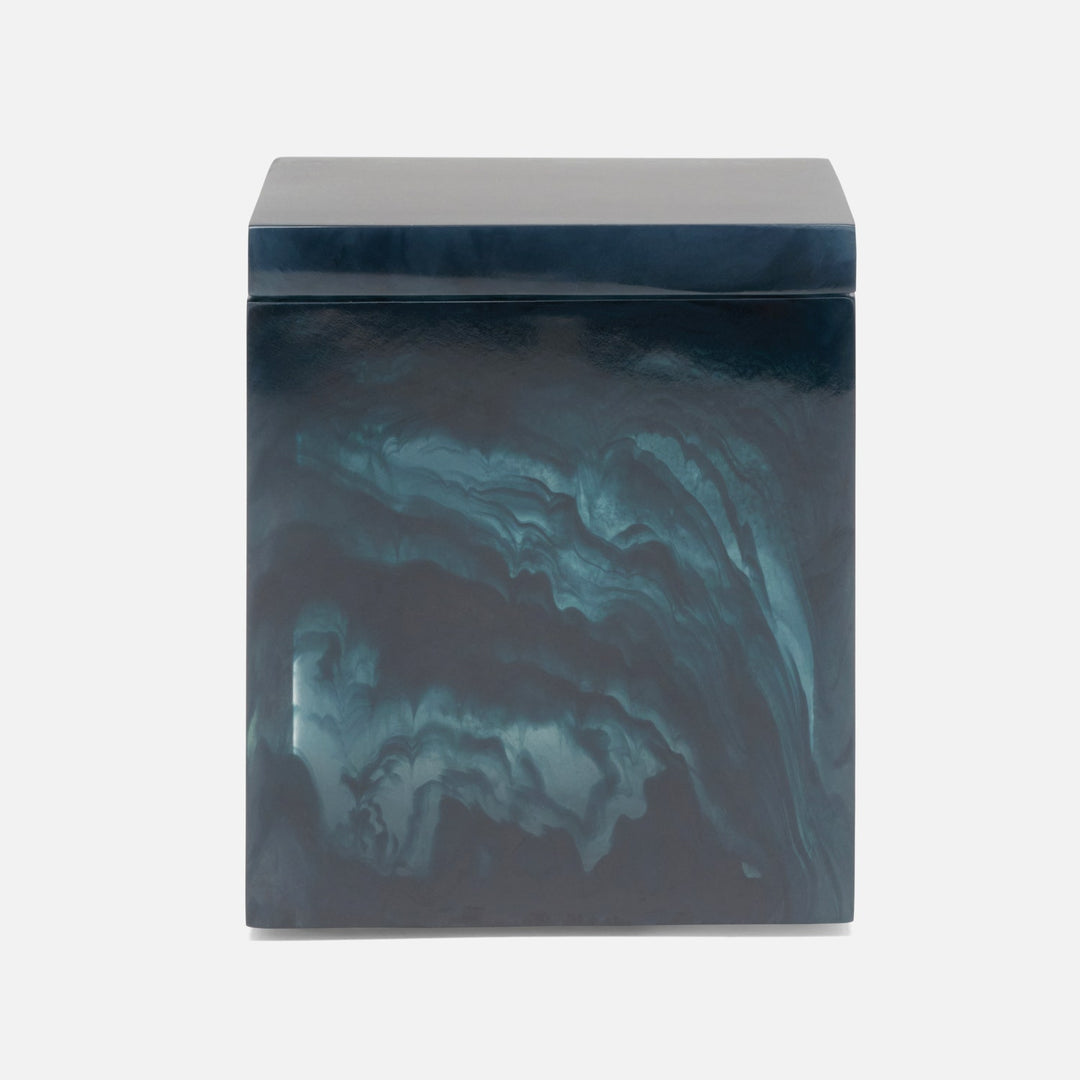 Abiko, Dark Teal, Canister, Square Straight, Large, Cast Resin